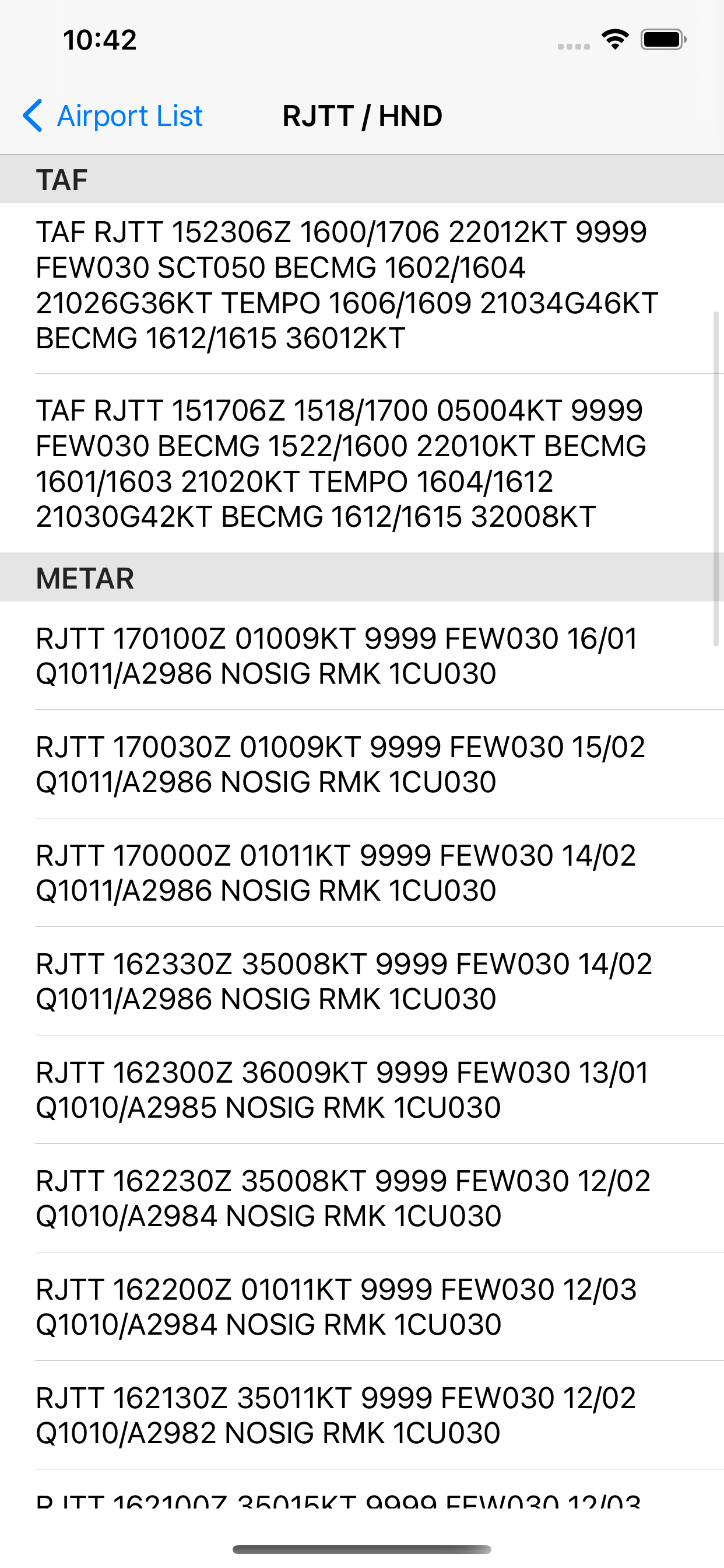 Past Weather for Aviation