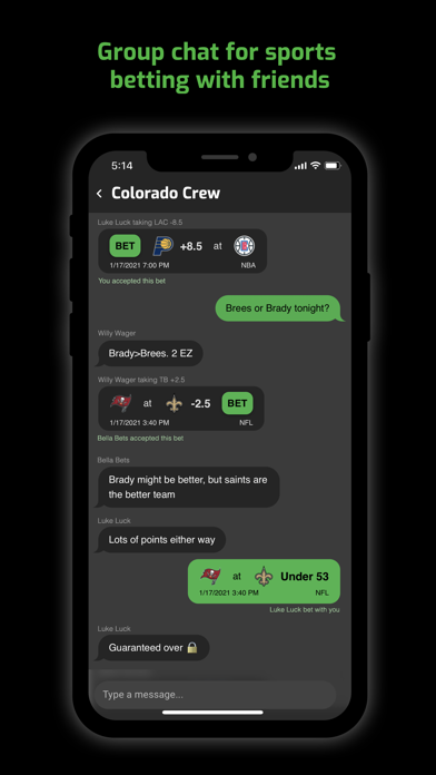 BetBuds - Betting Group Chat Screenshot