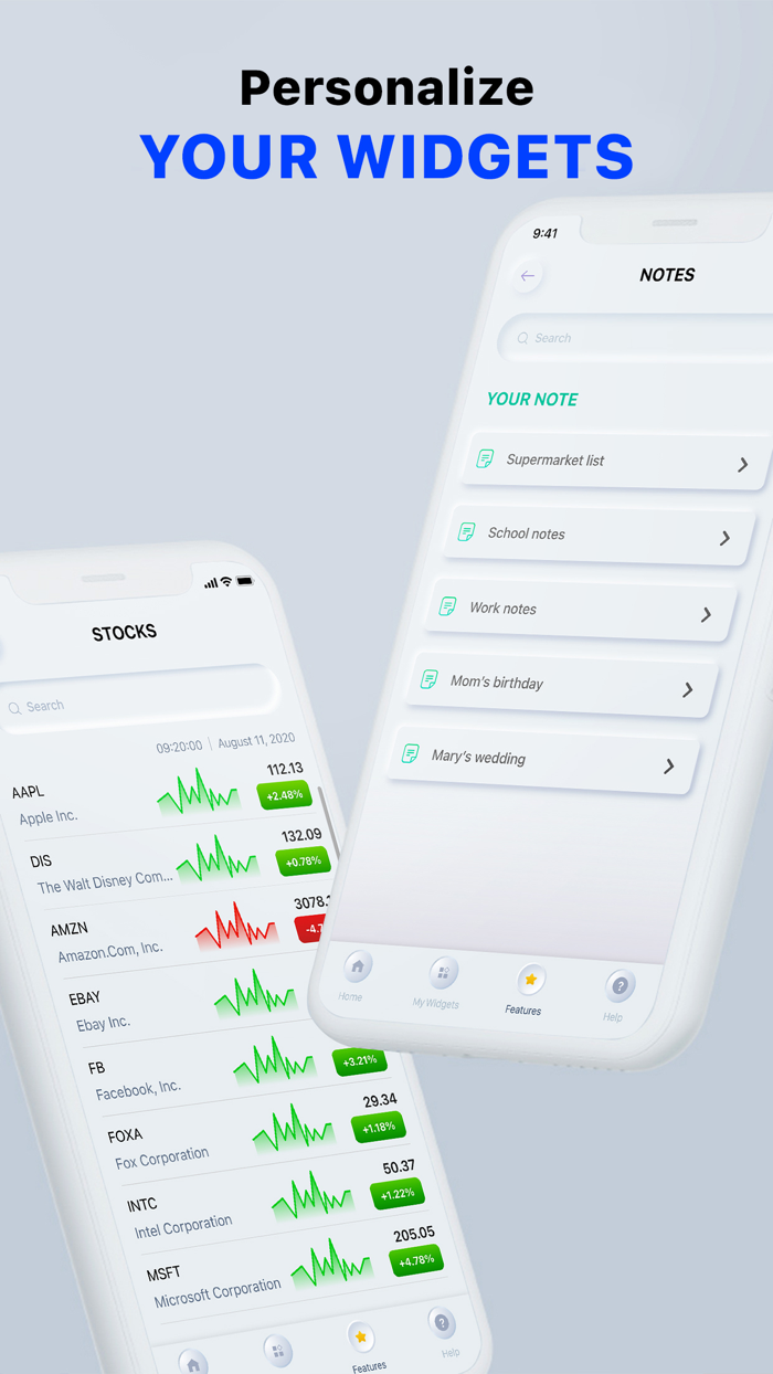 Widget Plus  Stocks and Notes