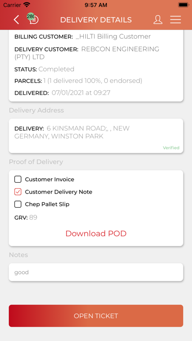 City Logistics Customer Screenshot