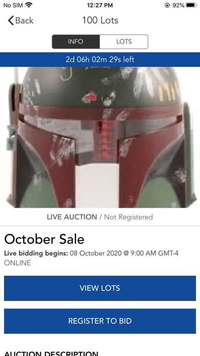 Gametime Auctions Screenshot