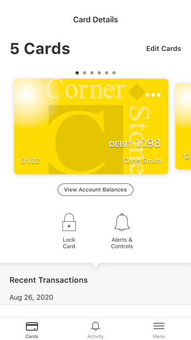 CornerStone Card Management Screenshot