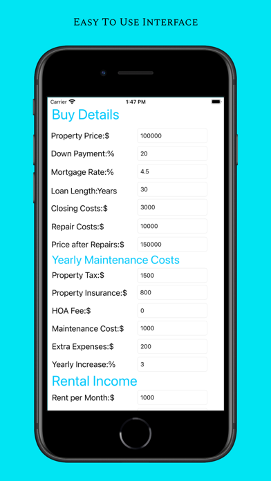 Rental Income Calculator Screenshot