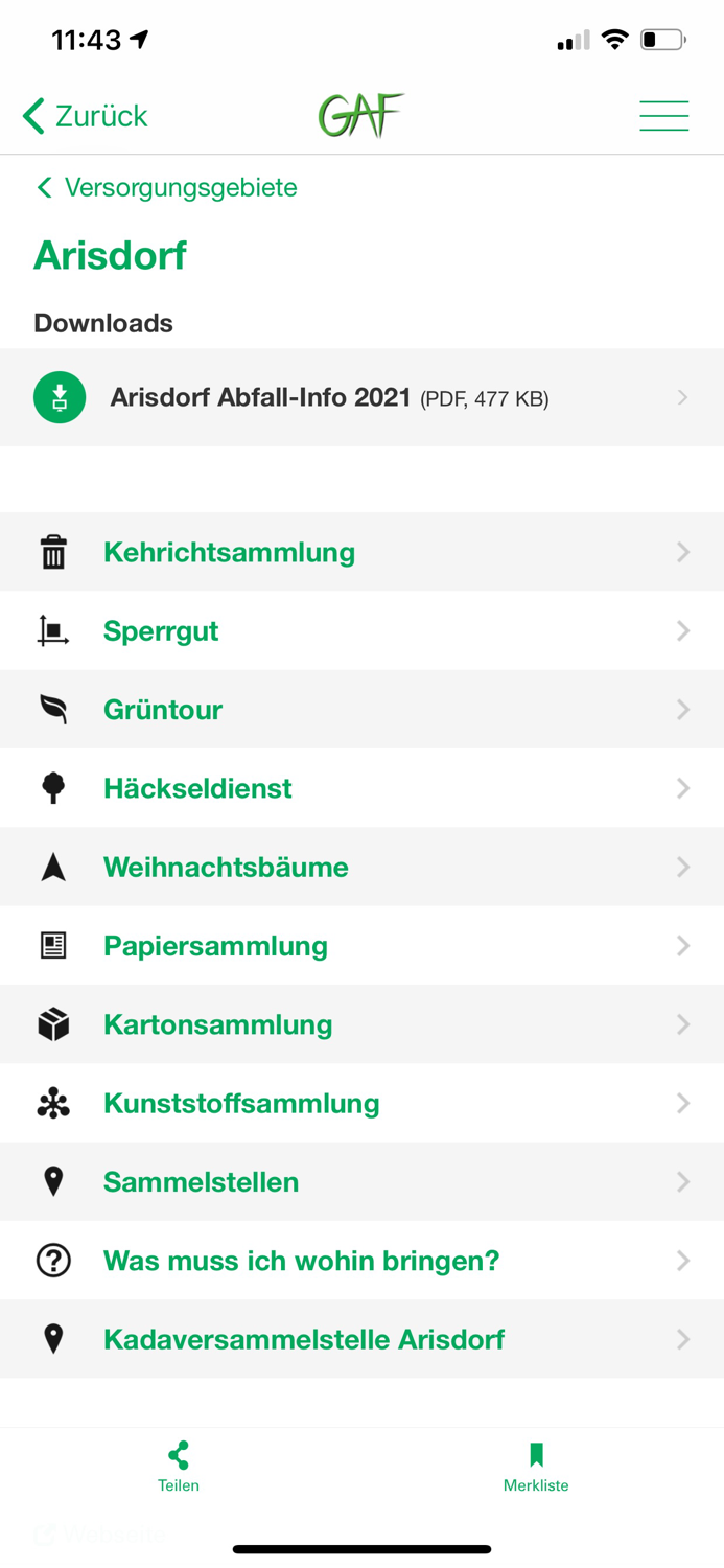 GAF Recyclingkalender