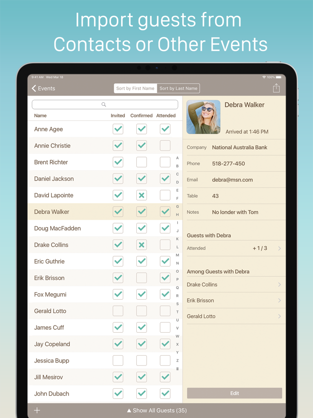 ‎Guest List Organizer. Screenshot