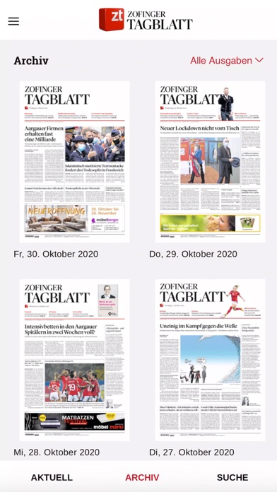 Zofinger Tagblatt - E-Paper Screenshot
