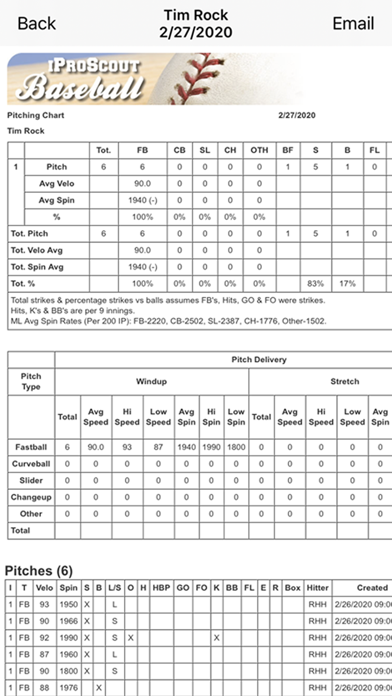 iProScout Baseball Screenshot