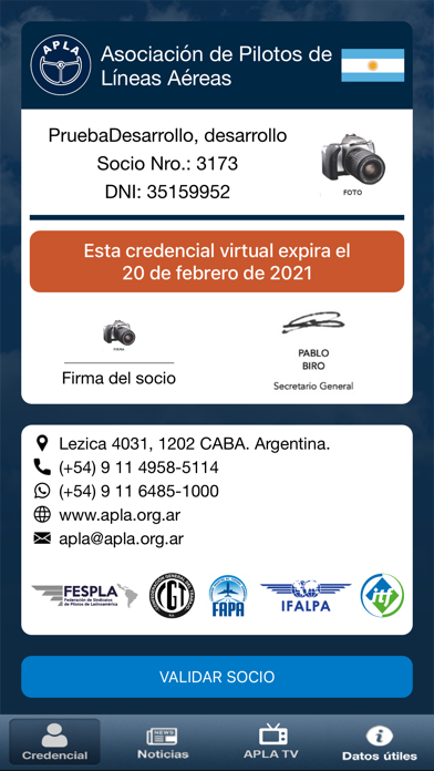 APLA Pilotos Screenshot