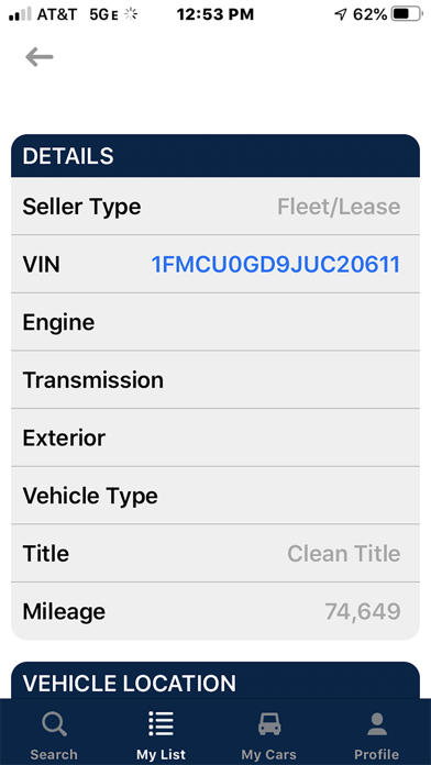 Vemark Salvage Auctions Screenshot