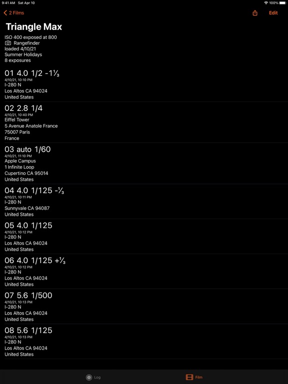 Screenshot #6 pour Yafra - EXIF for analog film