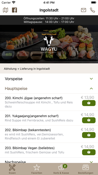 WAGYU Korean BBQ Lieferservice Screenshot