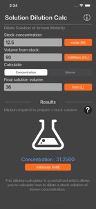 Solution Dilution Calculator screenshot #9 for iPhone