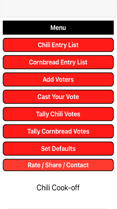 Chili Cook-Off Score Board Screenshot