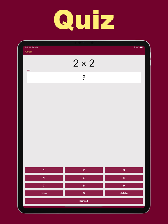 MultiplicationReview iPad screenshot 1 - Education app