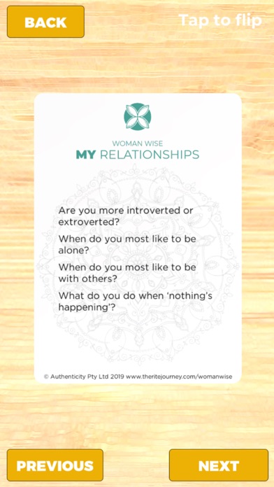 Woman Wise Conversation Cards Screenshot