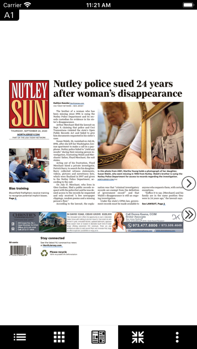 Nutley Sun eNewspaper Screenshot