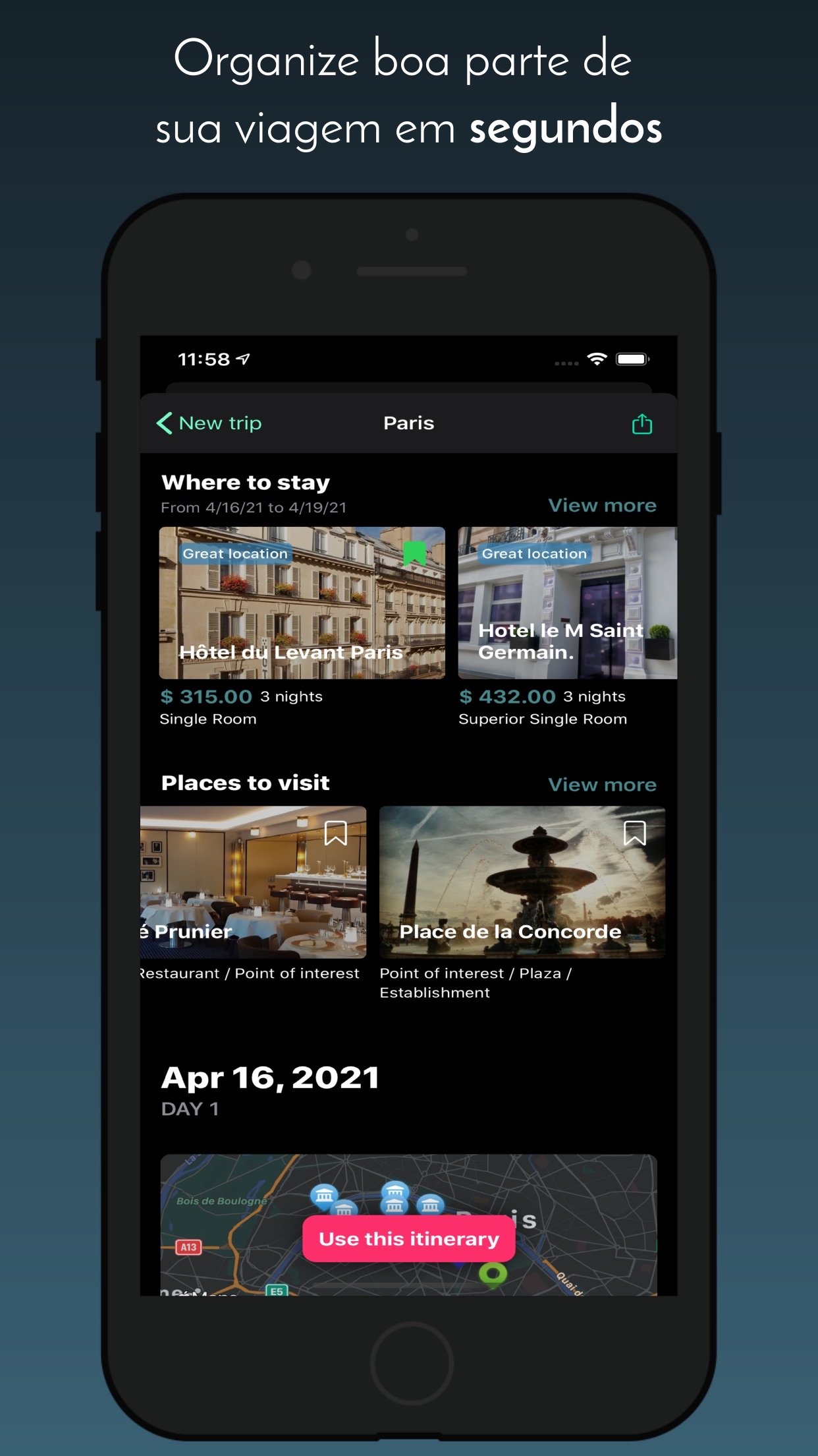 Screenshot do app Tripify - Organize viagens