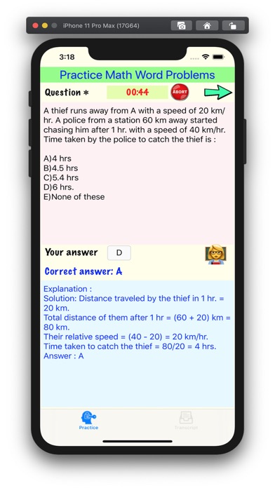 Practice Word Problems Screenshot