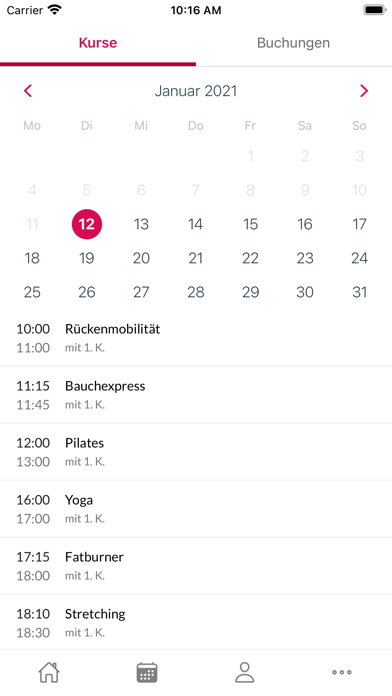 Clubapp AVIVA Frauen Fitness Screenshot