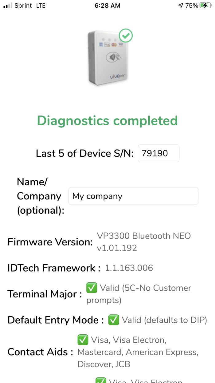 Clearent IDTech Diagnostics
