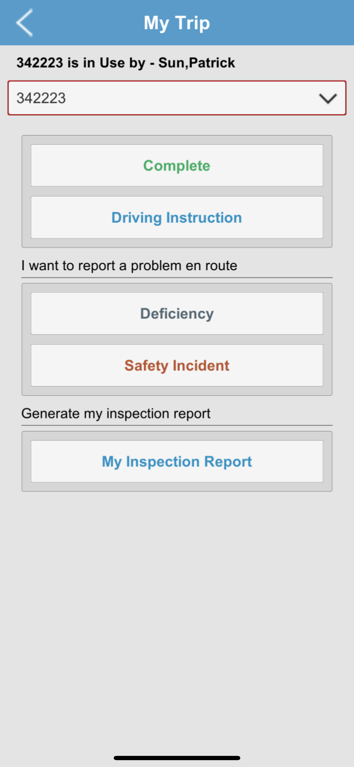 MRF Vehicle Inspection