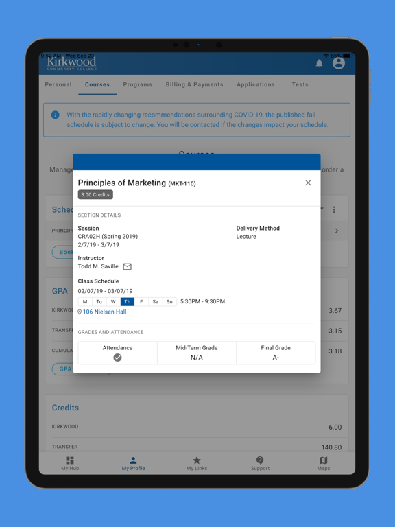 Kirkwood MyHub iPad screenshot 5 - Education app