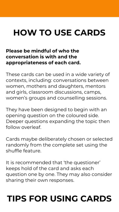 Woman Wise Conversation Cards Screenshot