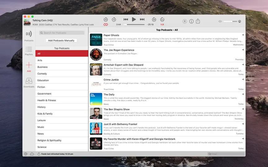 Capture d'écran de Downcast sur iPhone 6