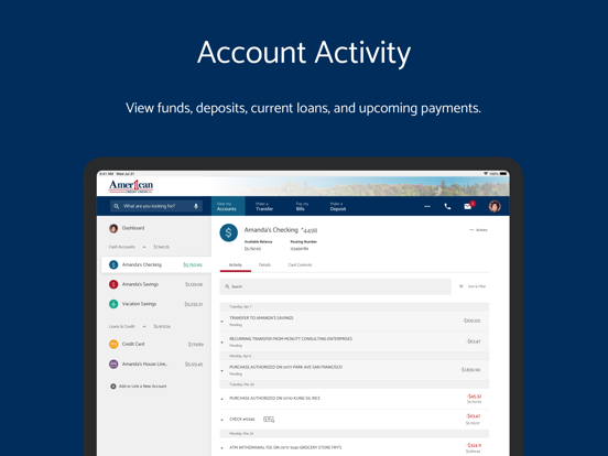 American 1 Online Banking iPad screenshot 6 - Finance app