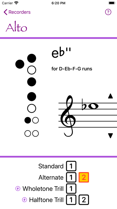 Recorder Fingering Screenshot