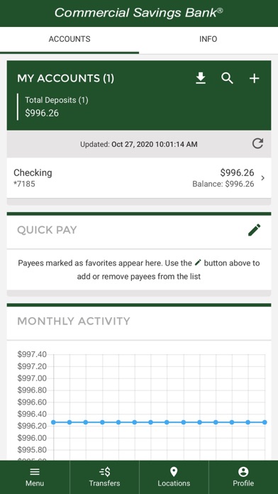 Commercial Savings Bank Screenshot