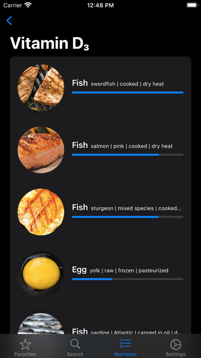 Food Data Screenshot