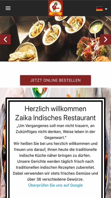 Zaika Indisches Restaurant Screenshot