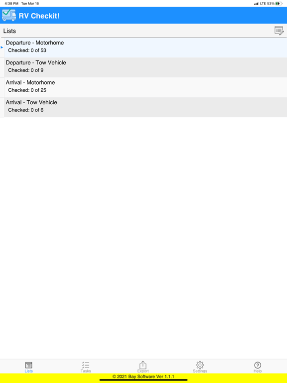 RV Checkit! iPad screenshot 1 - Travel app