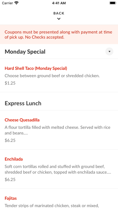 Camino Real Restaurant Screenshot