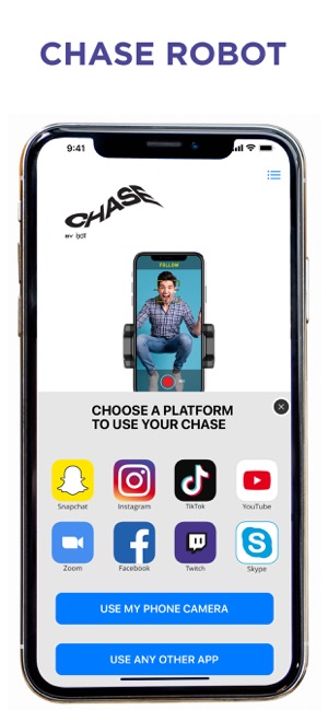  iJoy Chase - Soporte de teléfono para grabar videos//Tiktok,  aplicación integrada para iOS/Android, seguimiento de rostros/objetos,  trípode de rotación 360 compatible con soporte para cámara de teléfono  celular para iPhone, Samsung