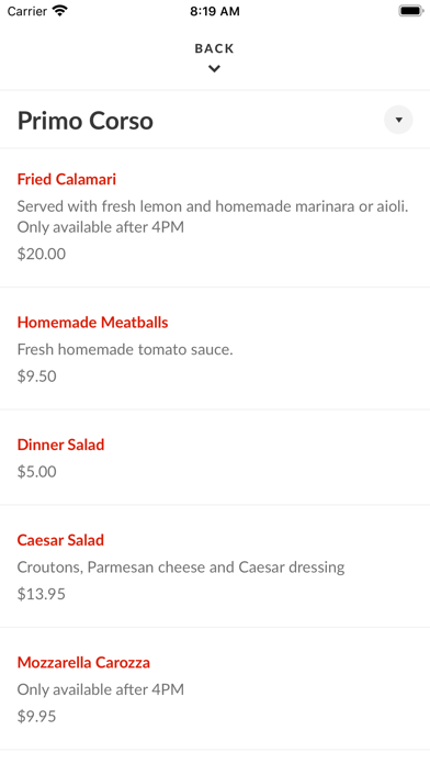 La Parmigiana Restaurant Screenshot