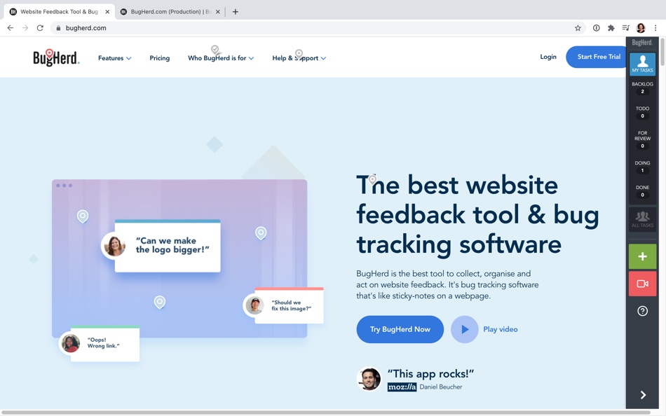 #1. BugHerd Website Feedback Tool (macOS) 由: Splitrock Studio Pyt Ltd
