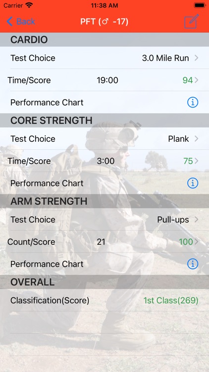 Fitness Calc for Marines