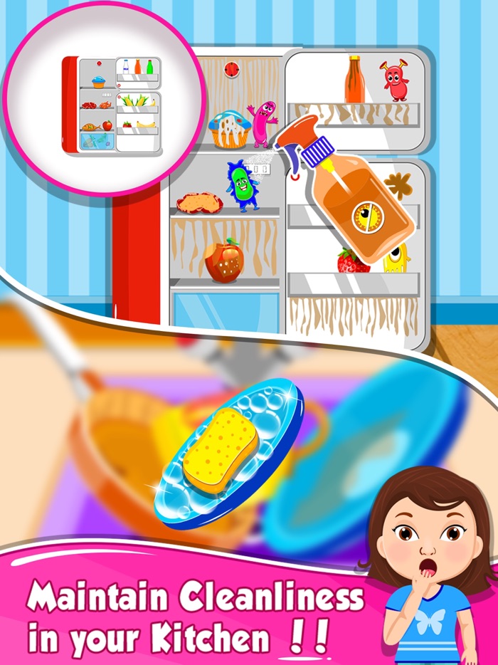 Baby Girl Cleaning House