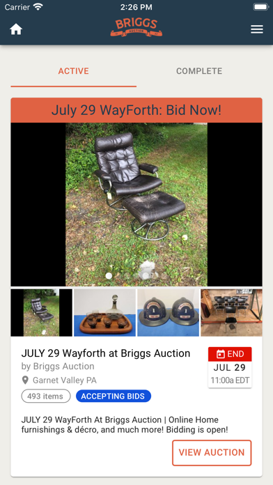 Briggs Auction Screenshot