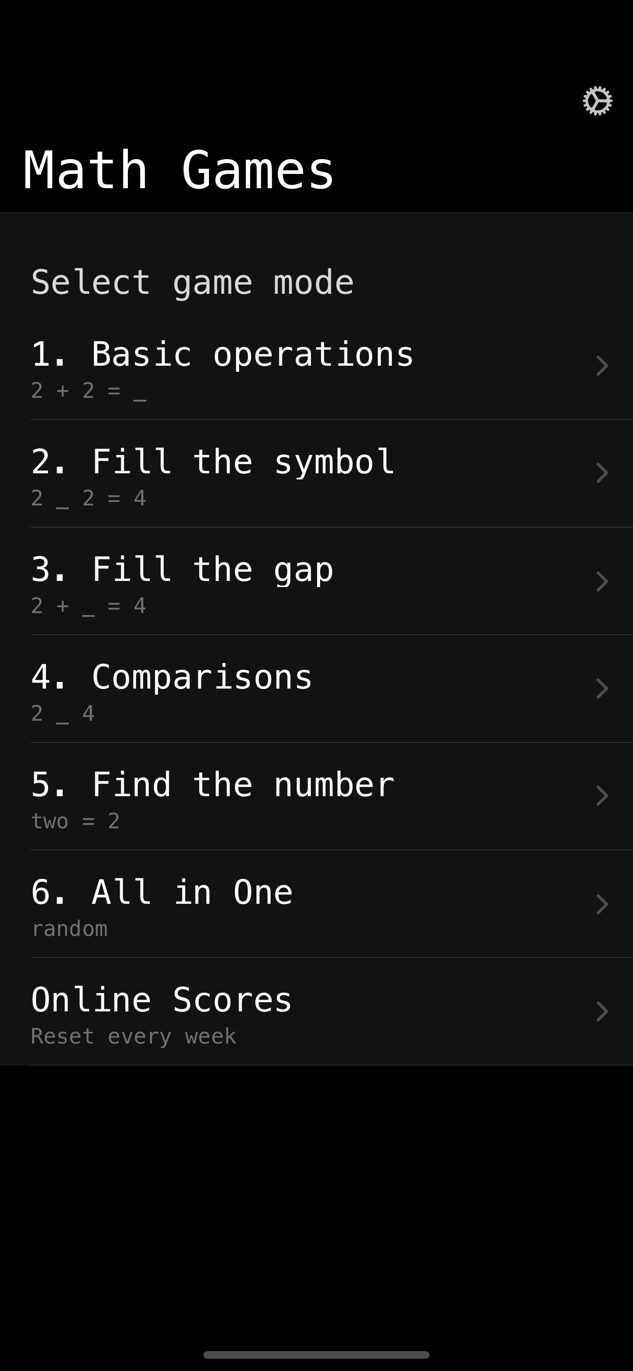 Minimal Math Games