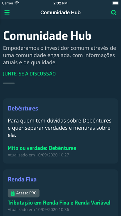 Hub do Investidor Screenshot