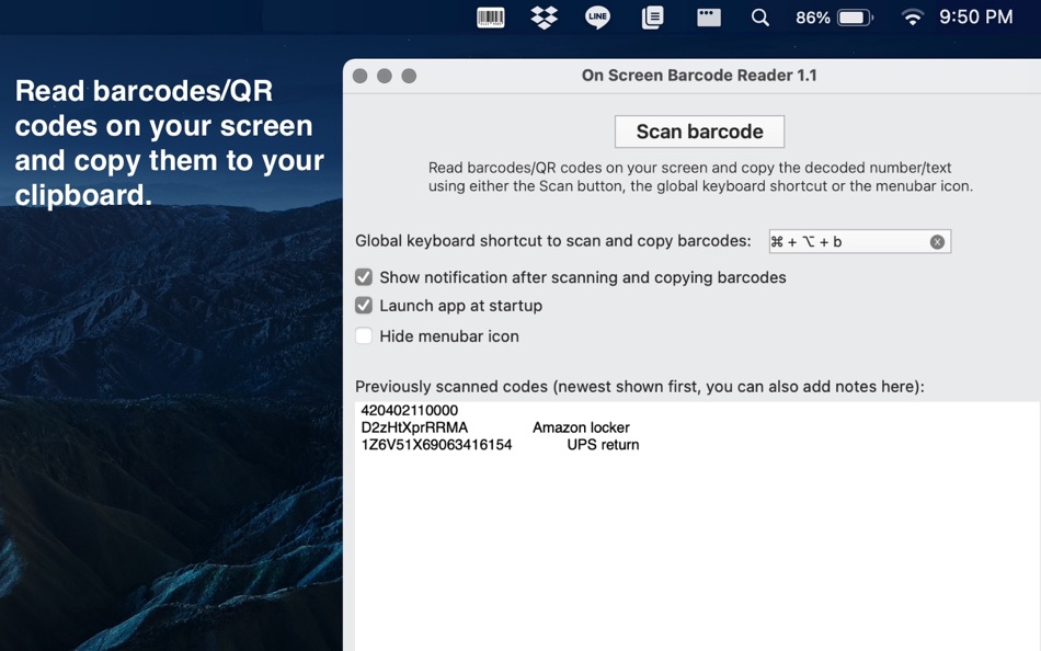 On Screen Barcode Reader - 1.2 - (macOS)