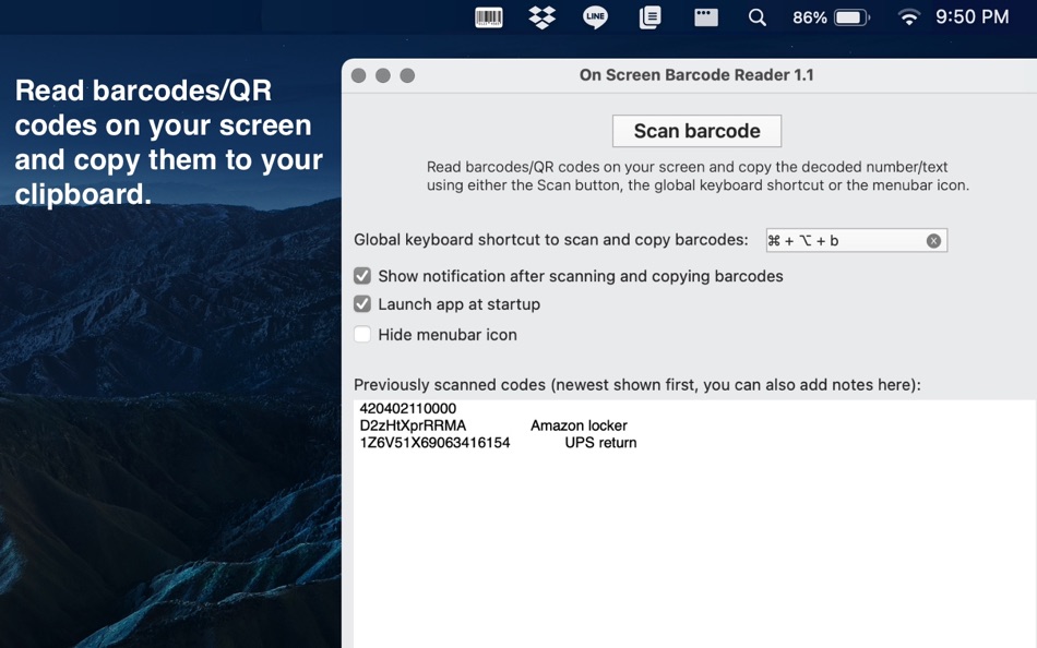 #1. On Screen Barcode Reader (macOS) Bởi: Sai Praneeth