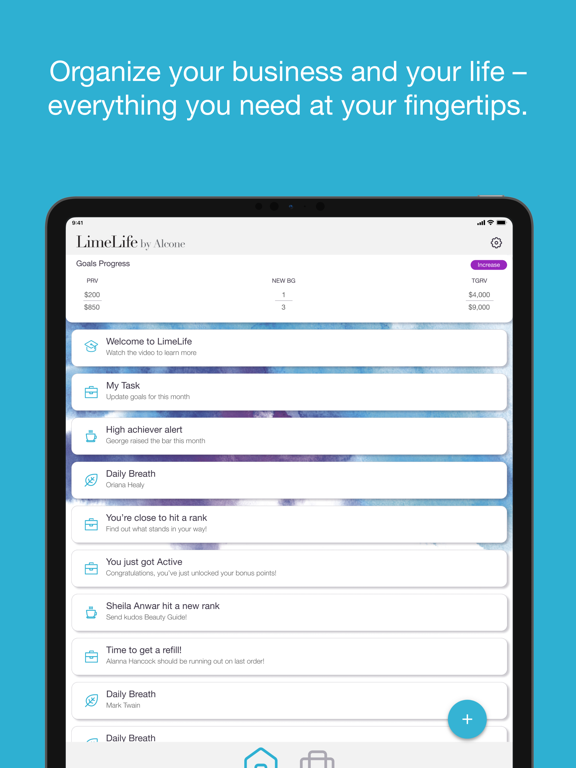 LimeLife Goals App for BGs iPad screenshot 1 - Productivity app