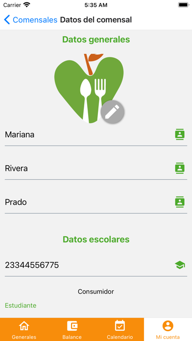 Nutrición Escolar Screenshot