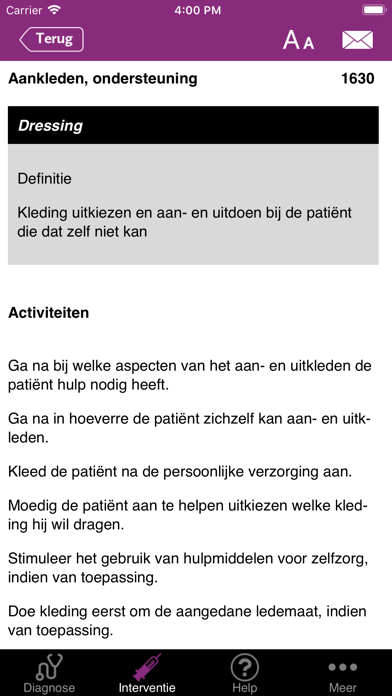 Verpleegk. interventies NIC Screenshot