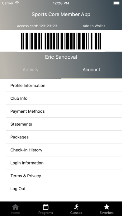 Sports Core Member App Screenshot