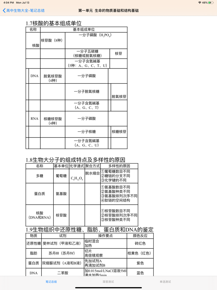 高中课堂笔记总结大全-生物